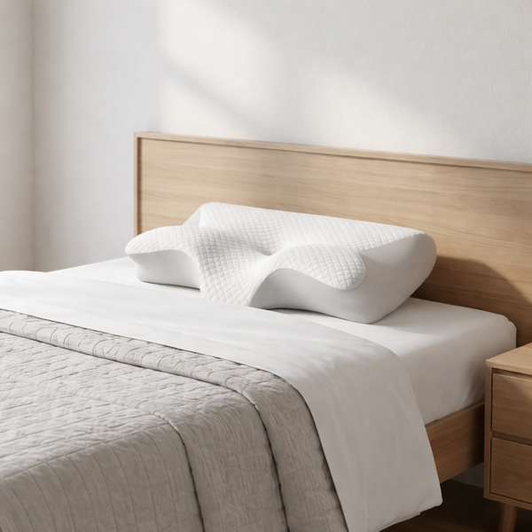 Oreiller cervical en mousse à mémoire de forme avec housse polyester blanc