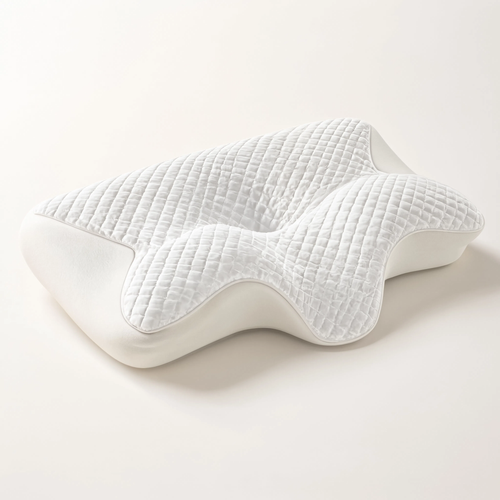 Oreiller cervical Cervéa CoolLounge — vue studio fond crème, forme ergonomique papillon