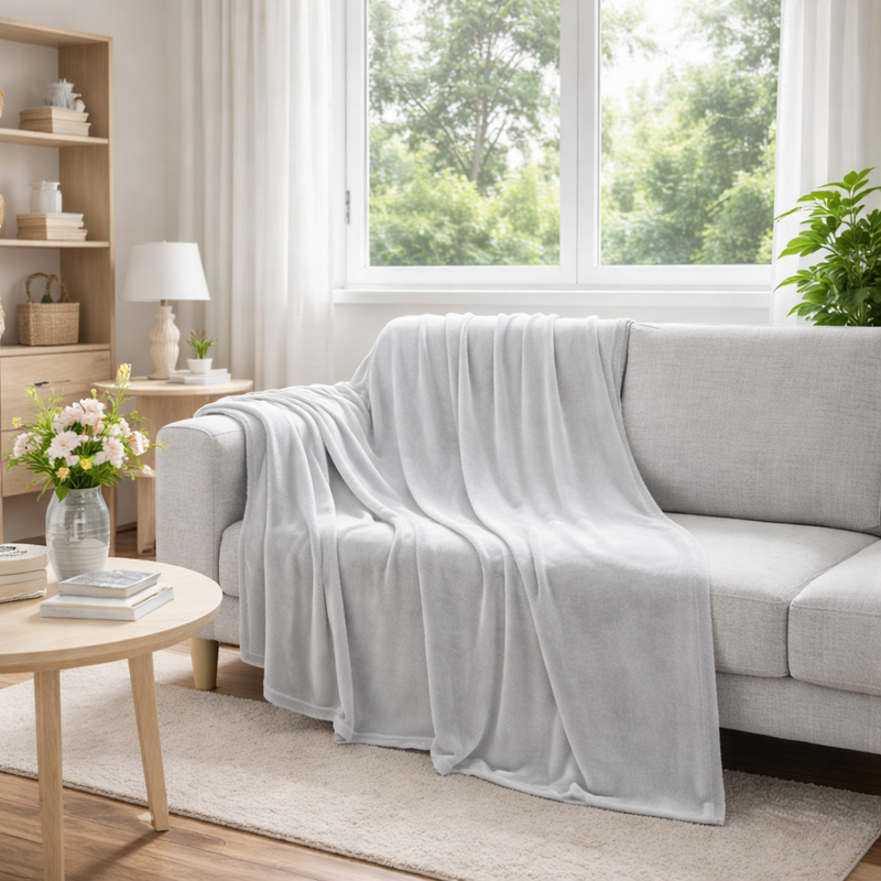 Couverture polaire gris – plusieurs tailles disponibles — Vue 5